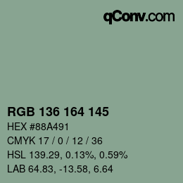 Color code: RGB 136 164 145 | qconv.com