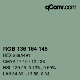 Color code: RGB 136 164 145 | qconv.com