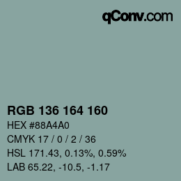 Color code: RGB 136 164 160 | qconv.com