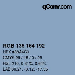 カラーコード: RGB 136 164 192 | qconv.com
