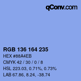 Color code: RGB 136 164 235 | qconv.com