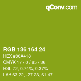 Color code: RGB 136 164 24 | qconv.com