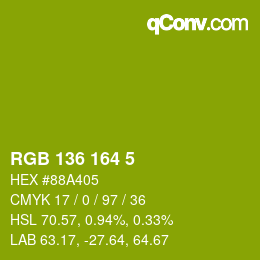 Color code: RGB 136 164 5 | qconv.com