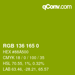 Color code: RGB 136 165 0 | qconv.com