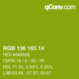 Color code: RGB 136 165 14 | qconv.com