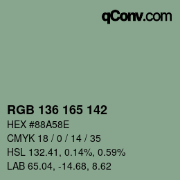 Color code: RGB 136 165 142 | qconv.com