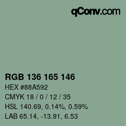 Color code: RGB 136 165 146 | qconv.com