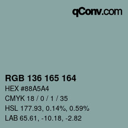 Color code: RGB 136 165 164 | qconv.com