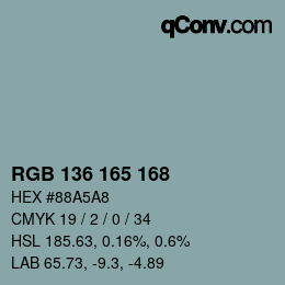 Color code: RGB 136 165 168 | qconv.com
