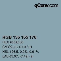 Color code: RGB 136 165 176 | qconv.com
