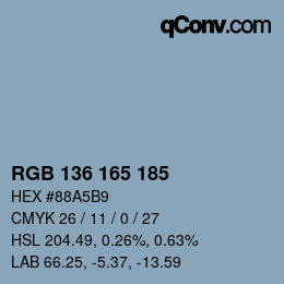 カラーコード: RGB 136 165 185 | qconv.com