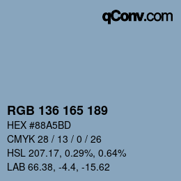 Color code: RGB 136 165 189 | qconv.com