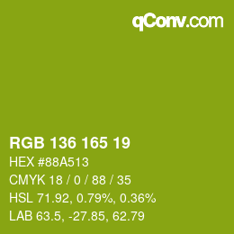 Color code: RGB 136 165 19 | qconv.com