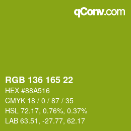 Color code: RGB 136 165 22 | qconv.com