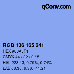 Color code: RGB 136 165 241 | qconv.com
