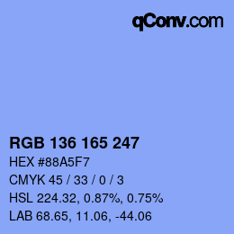 Color code: RGB 136 165 247 | qconv.com