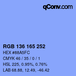 Color code: RGB 136 165 252 | qconv.com