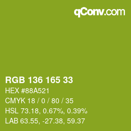 Color code: RGB 136 165 33 | qconv.com