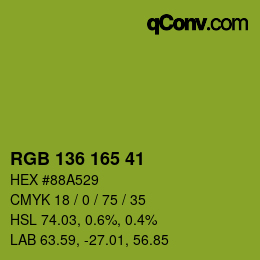 Color code: RGB 136 165 41 | qconv.com