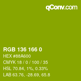 Color code: RGB 136 166 0 | qconv.com