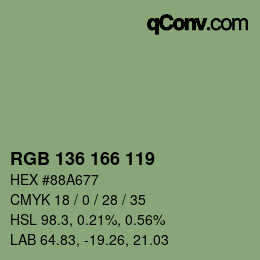 Color code: RGB 136 166 119 | qconv.com