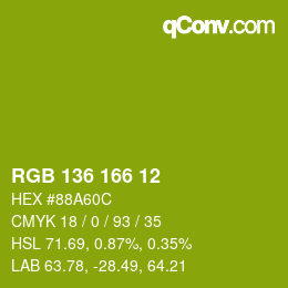 カラーコード: RGB 136 166 12 | qconv.com