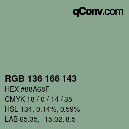 Color code: RGB 136 166 143 | qconv.com