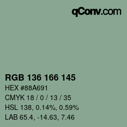 Color code: RGB 136 166 145 | qconv.com