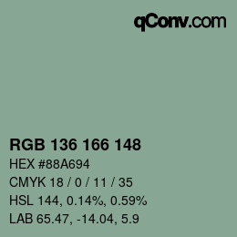 Color code: RGB 136 166 148 | qconv.com