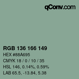 カラーコード: RGB 136 166 149 | qconv.com