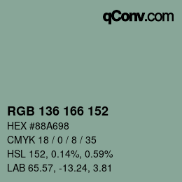 Color code: RGB 136 166 152 | qconv.com