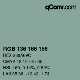 Color code: RGB 136 166 156 | qconv.com