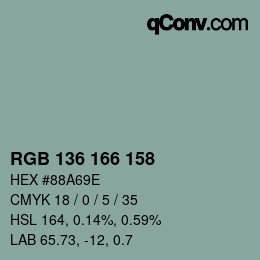 Farbcode: RGB 136 166 158 | qconv.com