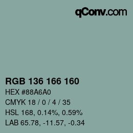 Farbcode: RGB 136 166 160 | qconv.com