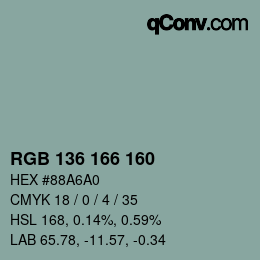 Color code: RGB 136 166 160 | qconv.com