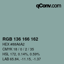 Farbcode: RGB 136 166 162 | qconv.com