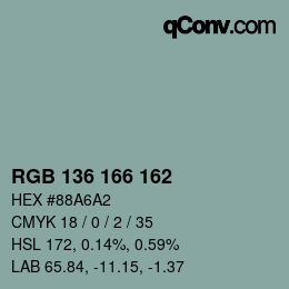 Color code: RGB 136 166 162 | qconv.com