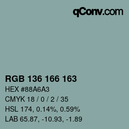 Color code: RGB 136 166 163 | qconv.com