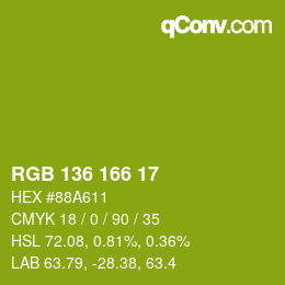 Color code: RGB 136 166 17 | qconv.com
