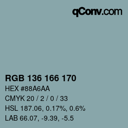 Color code: RGB 136 166 170 | qconv.com