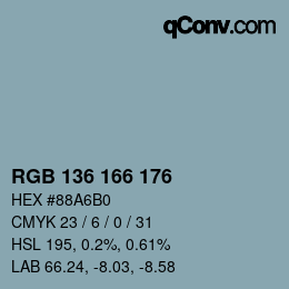 Color code: RGB 136 166 176 | qconv.com