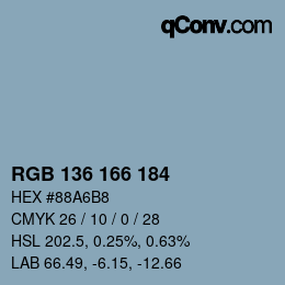 Color code: RGB 136 166 184 | qconv.com
