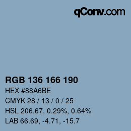 Color code: RGB 136 166 190 | qconv.com
