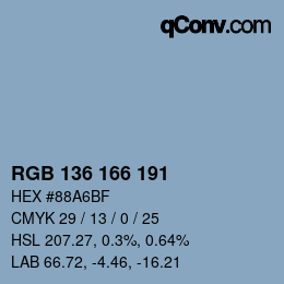 Color code: RGB 136 166 191 | qconv.com