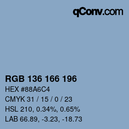 カラーコード: RGB 136 166 196 | qconv.com