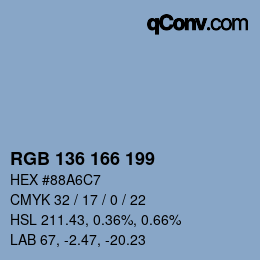 カラーコード: RGB 136 166 199 | qconv.com