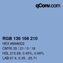 Color code: RGB 136 166 210 | qconv.com