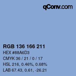 Color code: RGB 136 166 211 | qconv.com