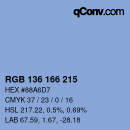 カラーコード: RGB 136 166 215 | qconv.com