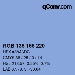 Color code: RGB 136 166 220 | qconv.com